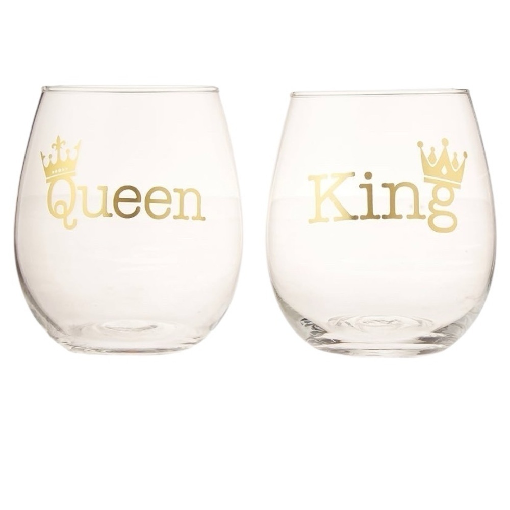 King and Queen Stemless Glasses